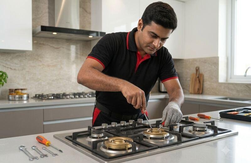 Gas stove repair by technician - Zuni Stove Care